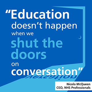 Image quote Education doesn't happen when we shut the doors on conversation