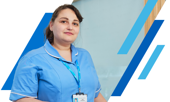 NHS Nurse professional standing in a hospital ward setting