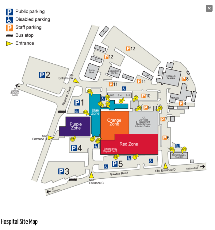 Internal and external hospital map NHS Professionals